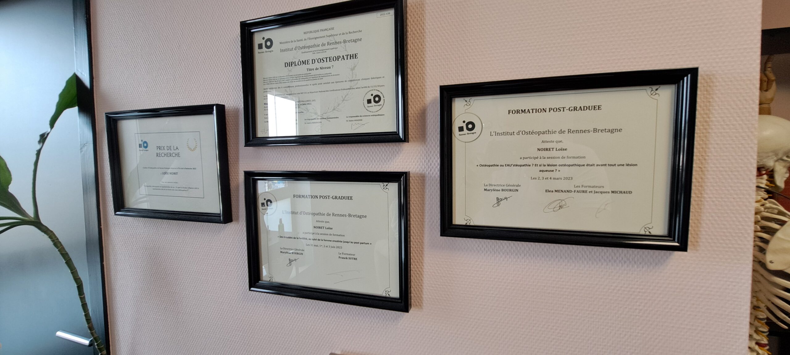 Diplômes et Formations - Cabinet Noiret Ostéopathe